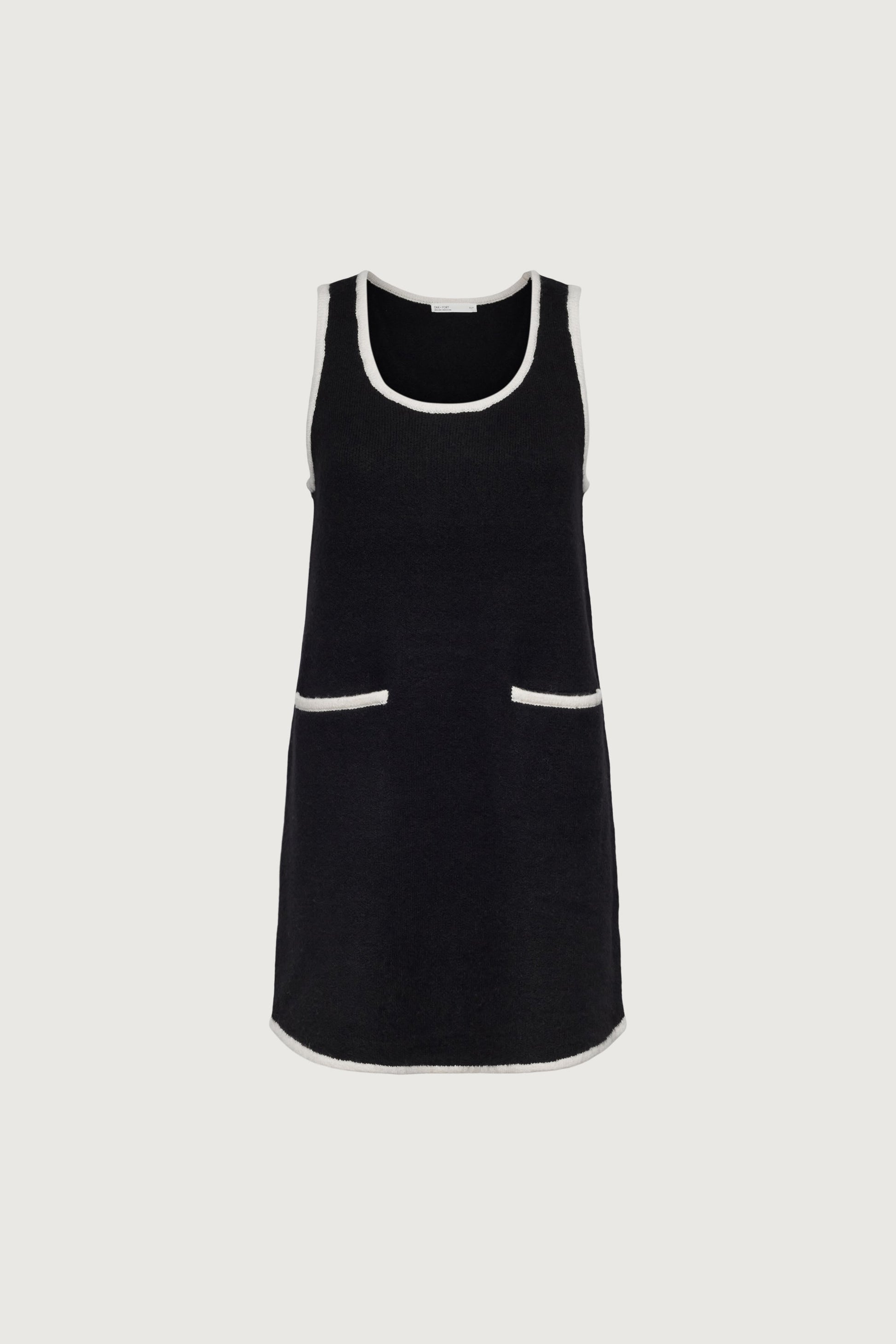 MINI-ROBE EN MAILLE SANS MANCHES À BORDURES CONTRASTÉES