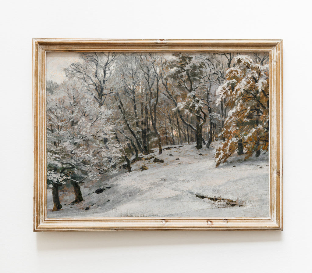 Estampe vintage de paysage d'hiver L0119