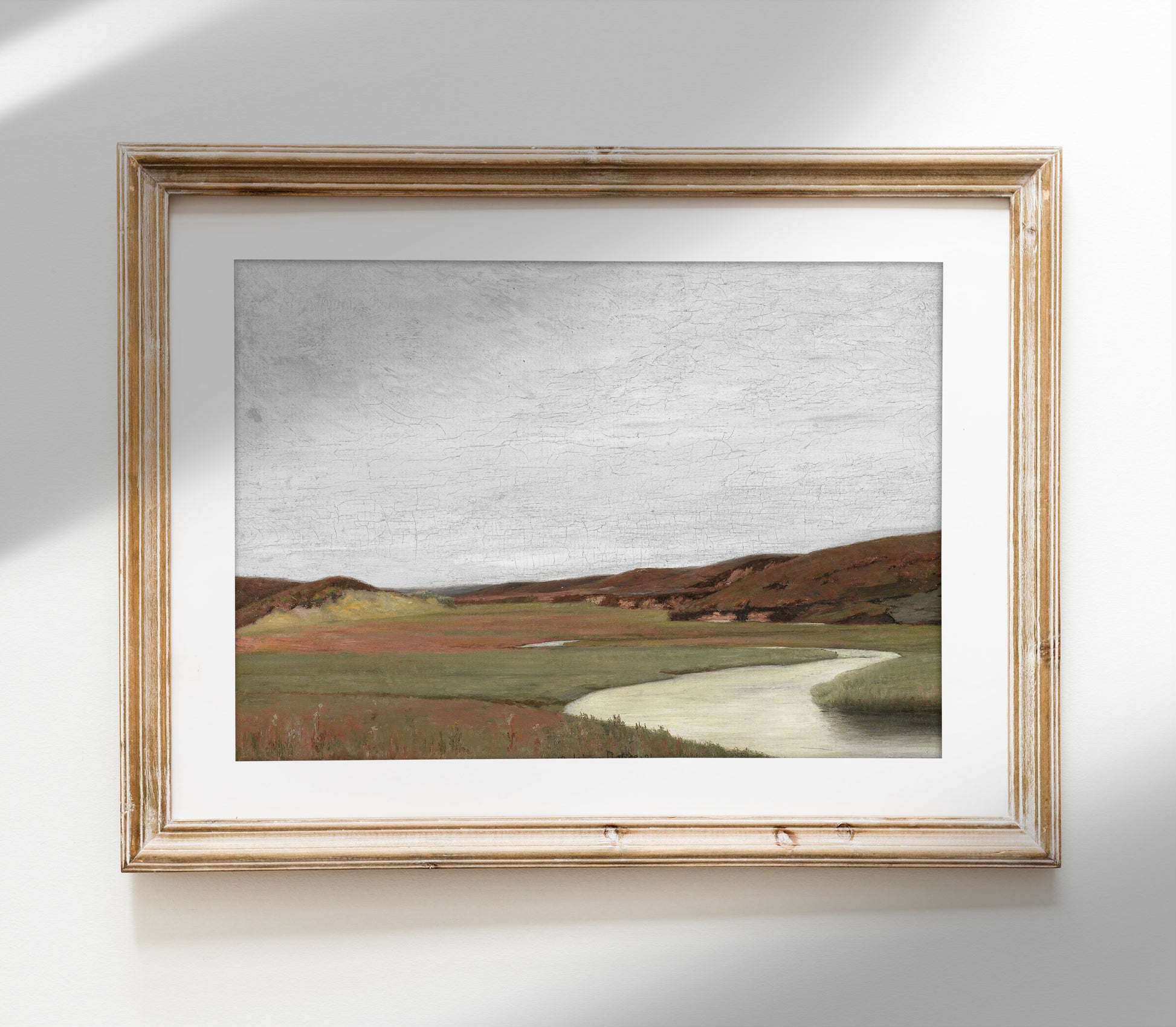 Estampe d'art vintage représentant un paysage couvert L0216