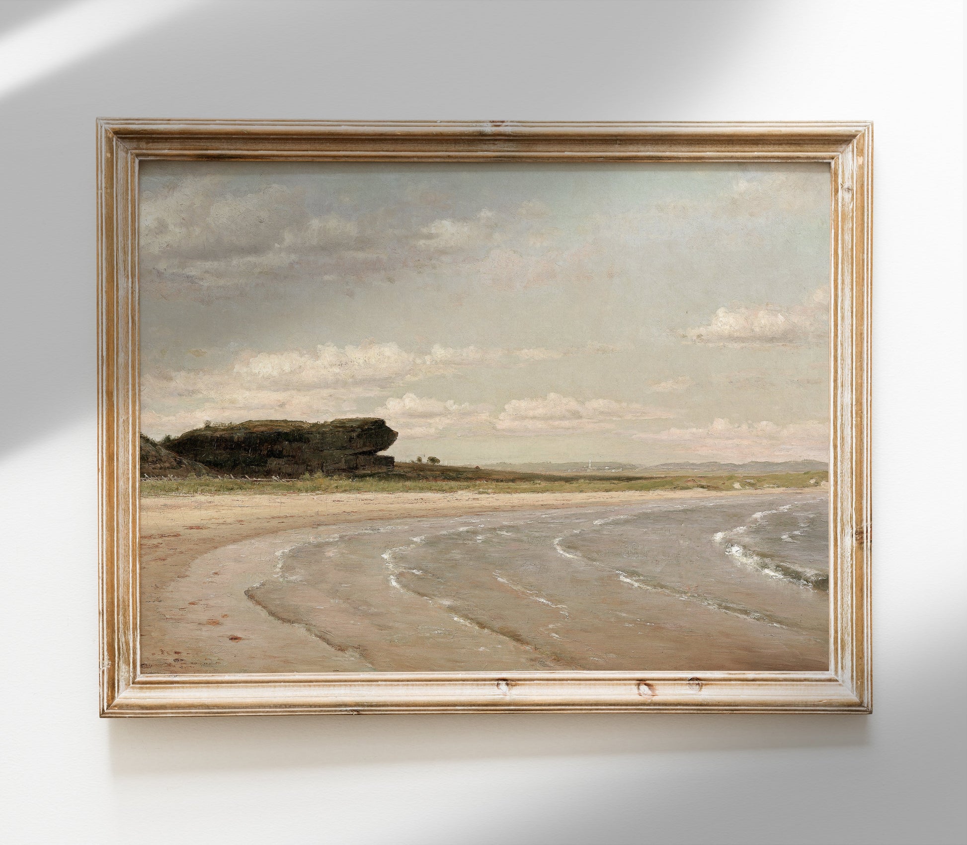Estampe d'art vintage de paysage côtier pastel L0217