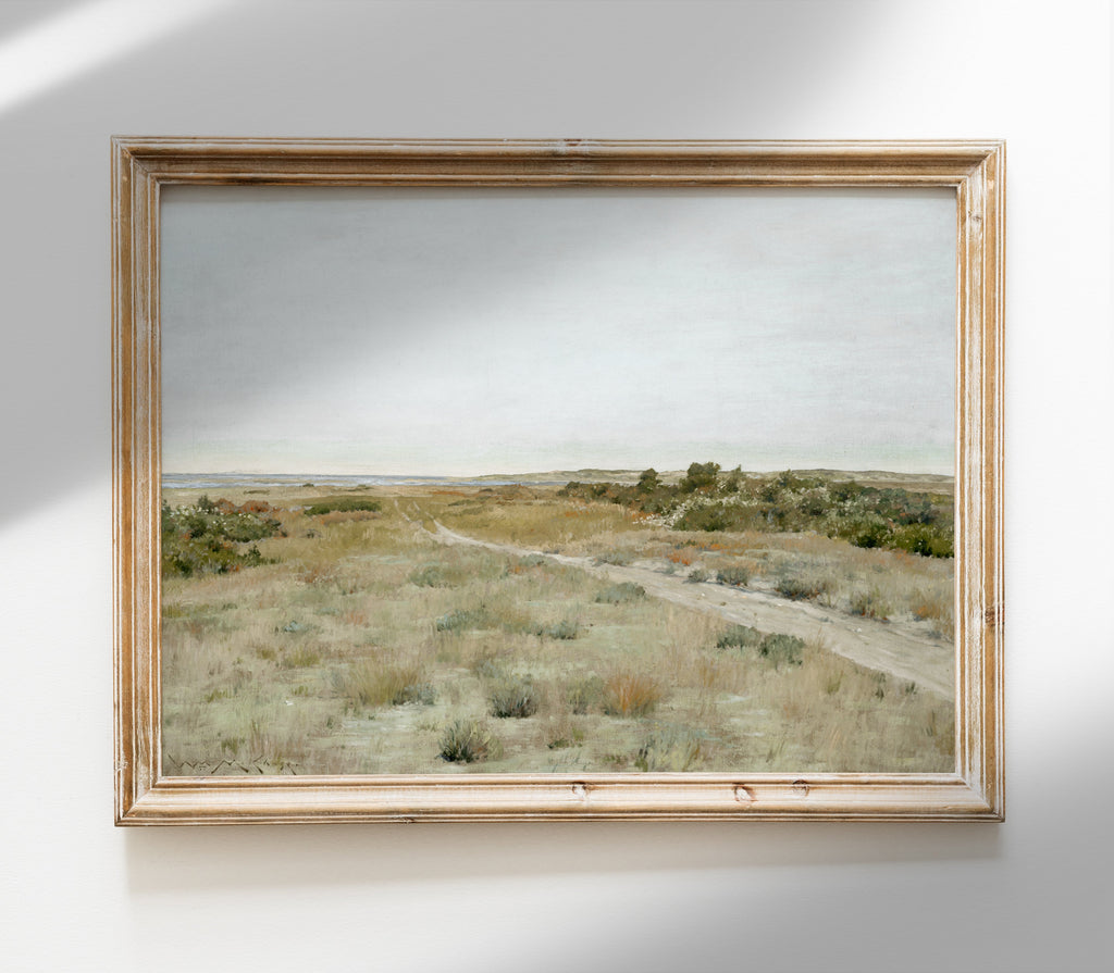 Estampe d'art vintage L0219 représentant un paysage printanier pastel dans un champ