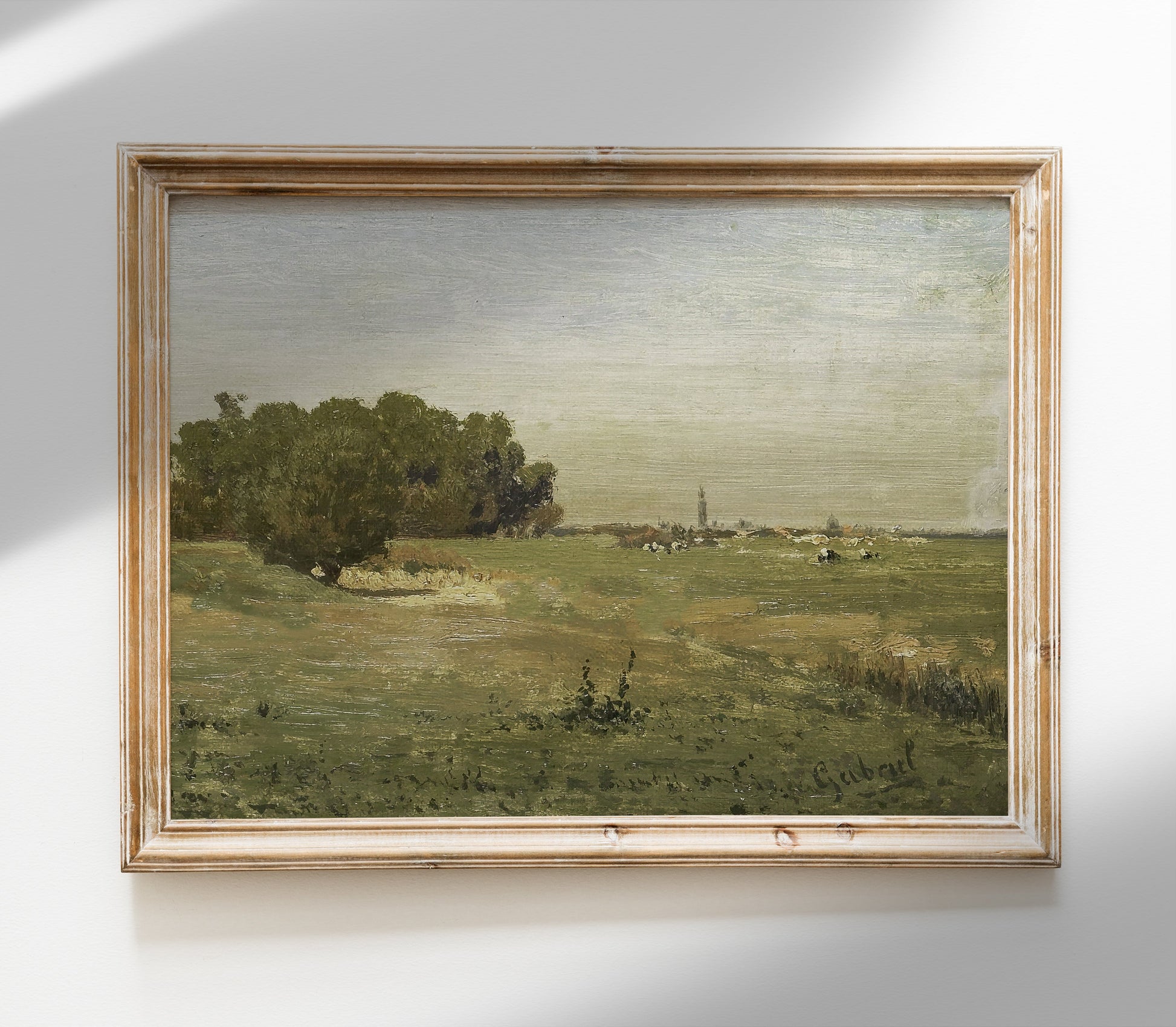Estampe d'art paysager aux tons terreux vintage L0221A