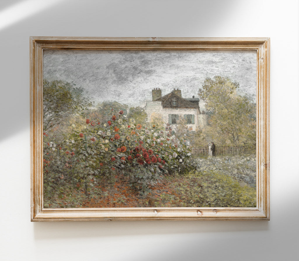 Peinture à l'huile florale champêtre | Reproduction d'art paysage aux tons doux L224