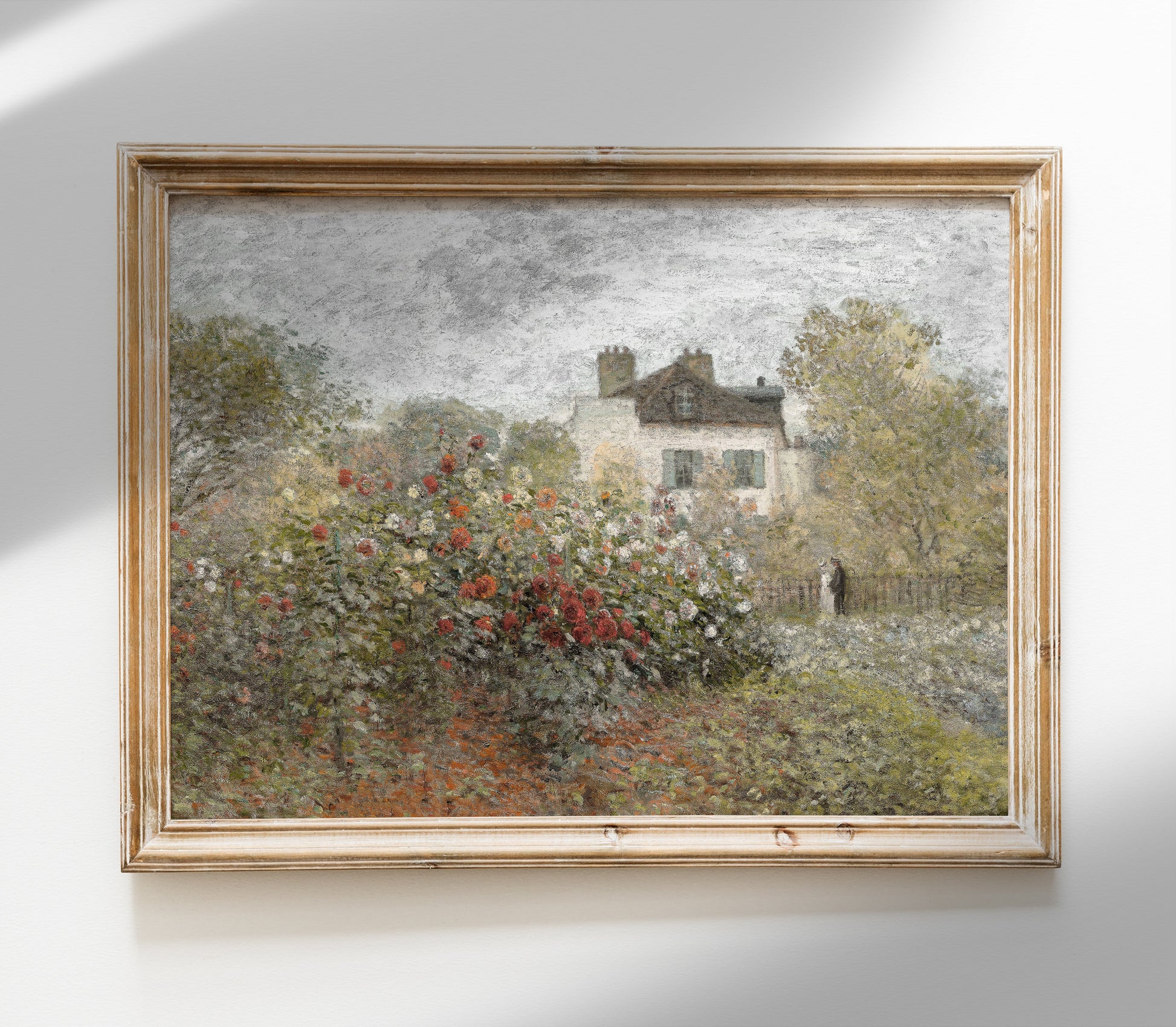 Peinture à l'huile florale champêtre | Reproduction d'art paysage aux tons doux L224