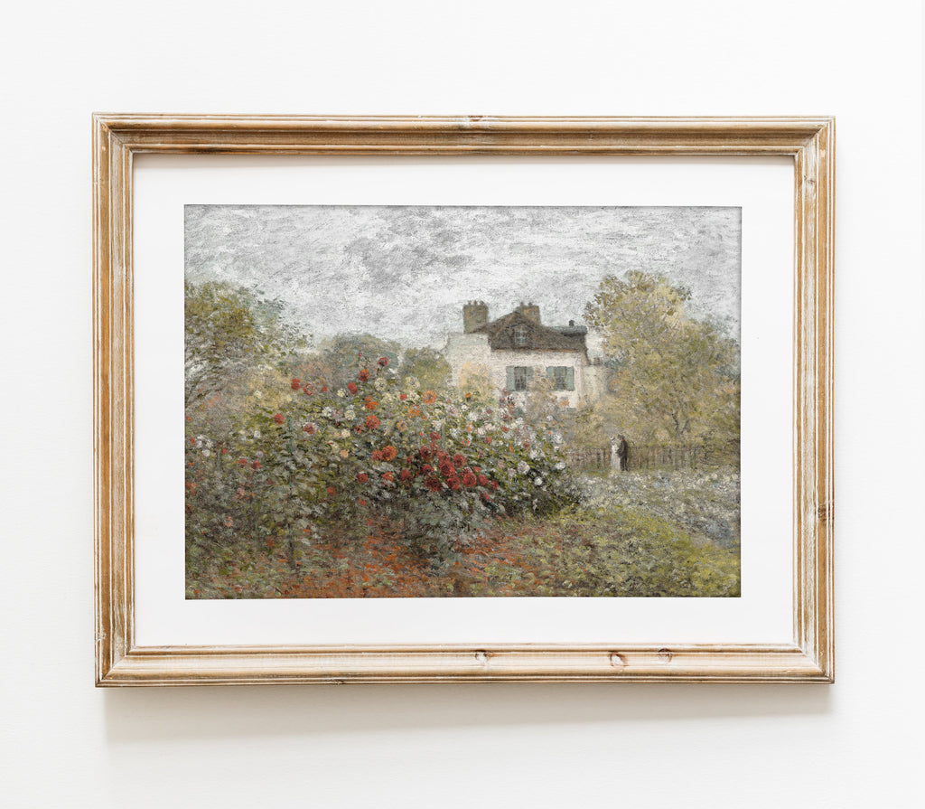 Peinture à l'huile florale champêtre | Reproduction d'art paysage aux tons doux L224