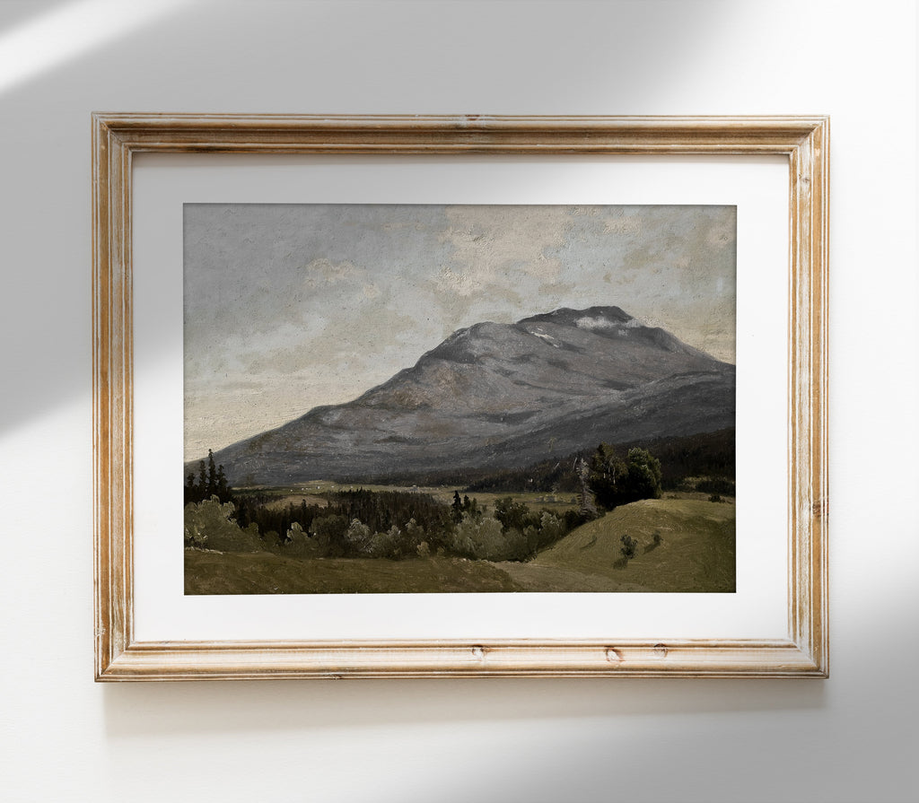 Tableau de montagne vintage aux tons doux | Reproduction d'art paysage L225