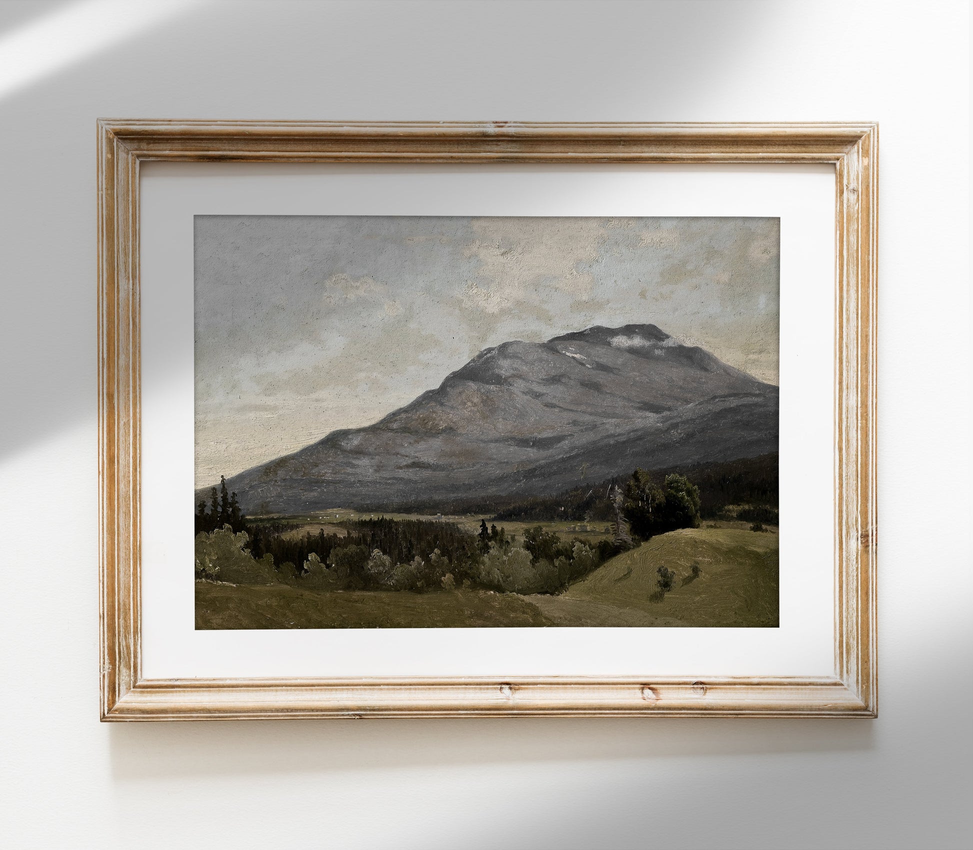 Tableau de montagne vintage aux tons doux | Reproduction d'art paysage L225