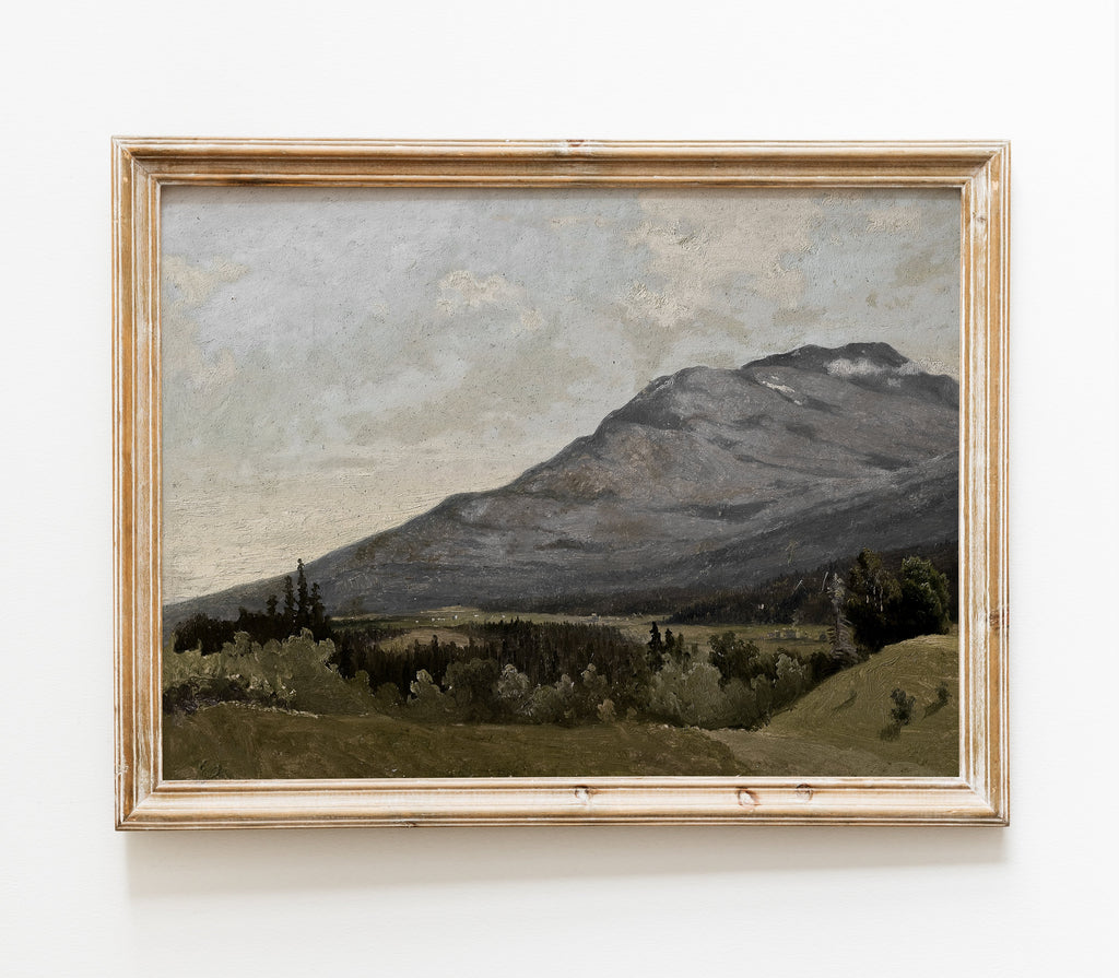 Tableau de montagne vintage aux tons doux | Reproduction d'art paysage L225