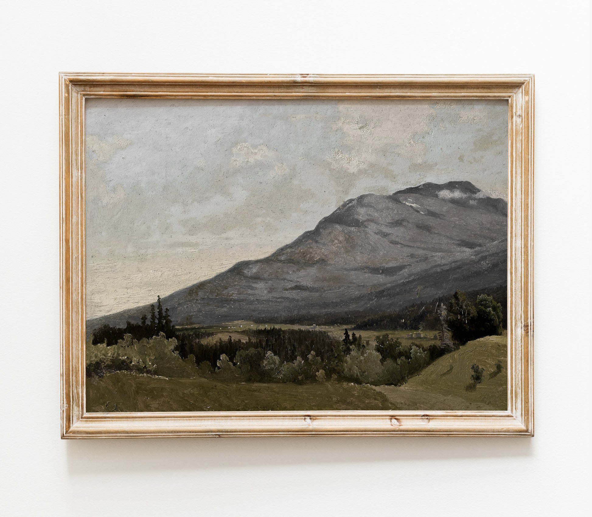 Tableau de montagne vintage aux tons doux | Reproduction d'art paysage L225