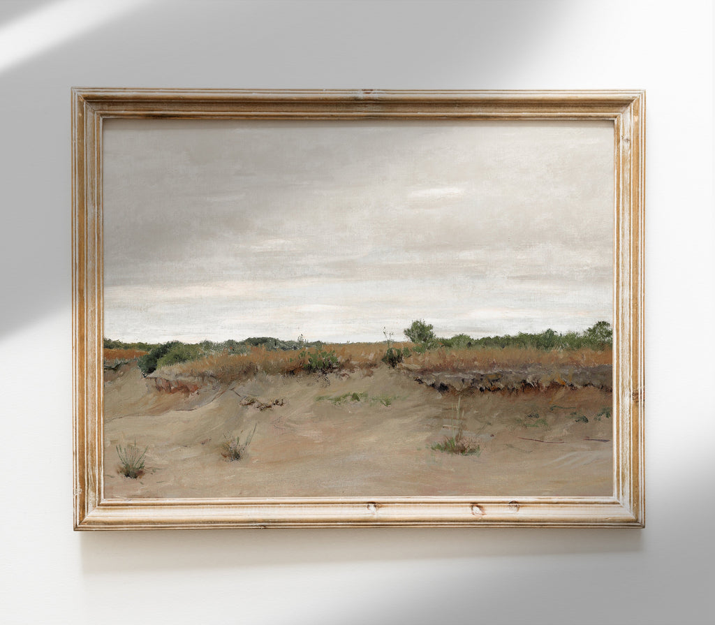 Peinture désertique vintage aux tons neutres | Reproduction d'art paysage L226