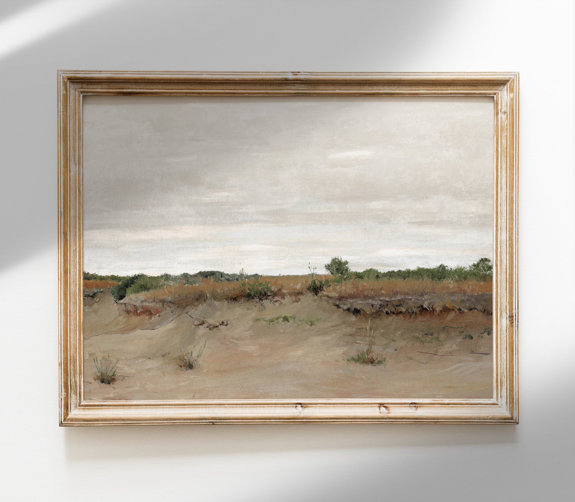 Peinture désertique vintage aux tons neutres | Reproduction d'art paysage L226