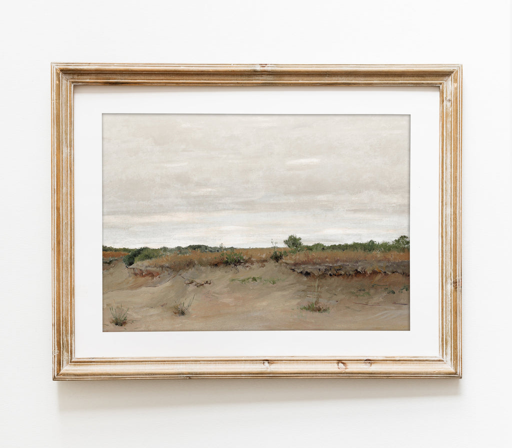 Peinture désertique vintage aux tons neutres | Reproduction d'art paysage L226
