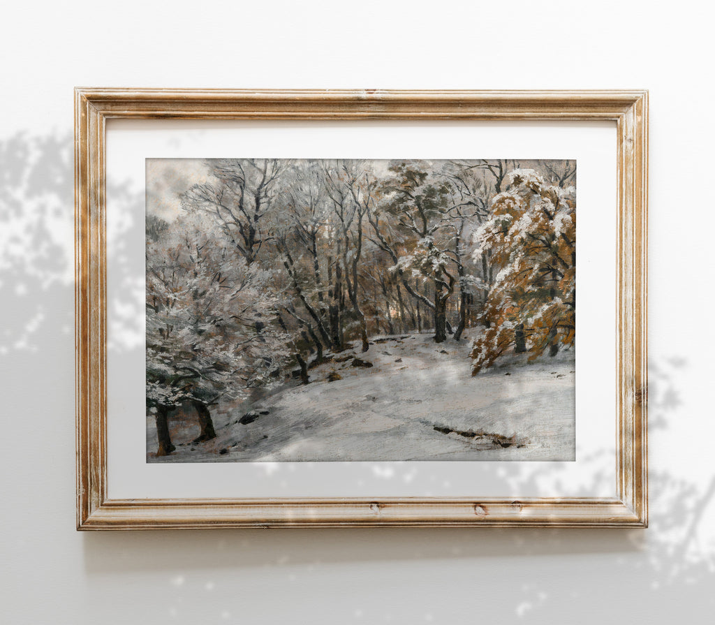 Estampe vintage de paysage d'hiver L0119