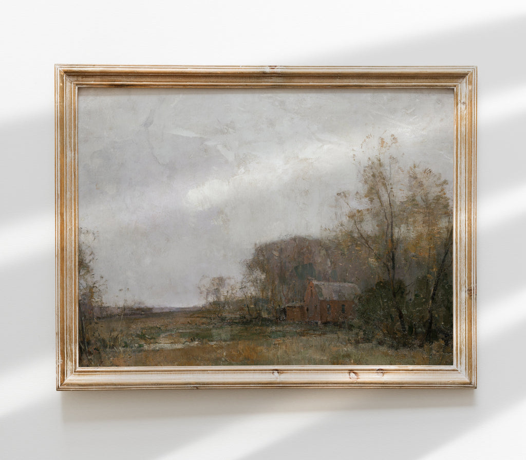 Reproduction d'art d'un paysage de grange de ferme vintage L0127