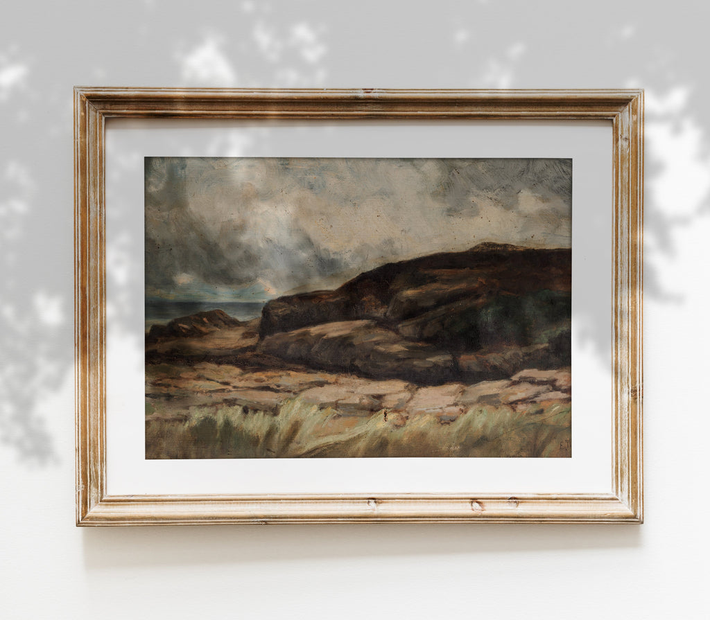 Estampe d'art vintage de paysage mélancolique L0129