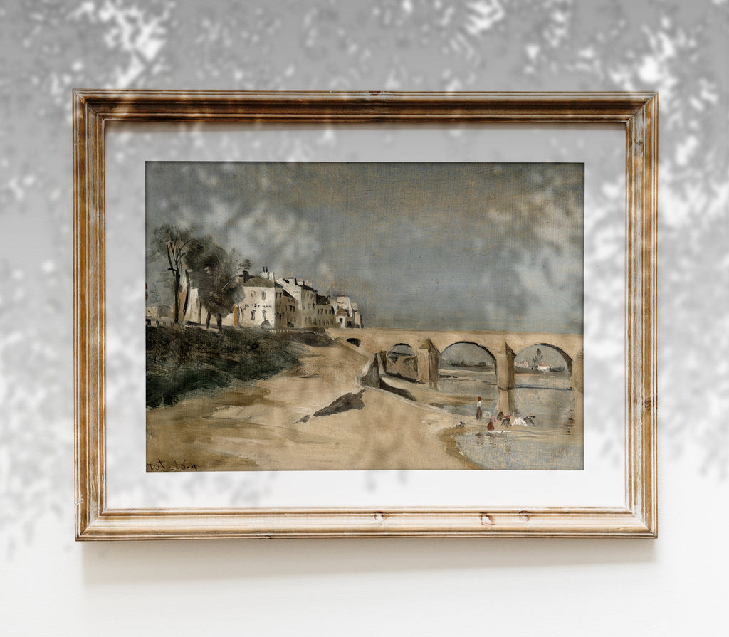 Estampe d'art vintage représentant un paysage désertique et marin L0139