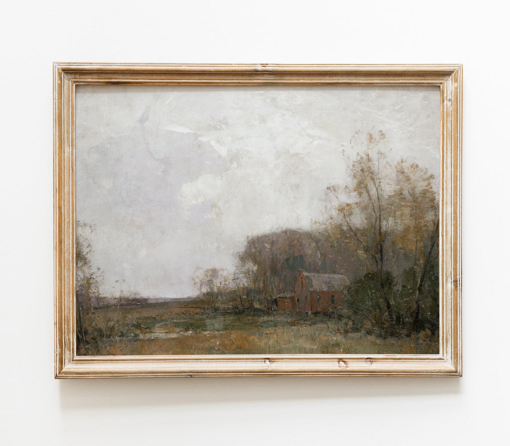 Reproduction d'art d'un paysage de grange de ferme vintage L0127