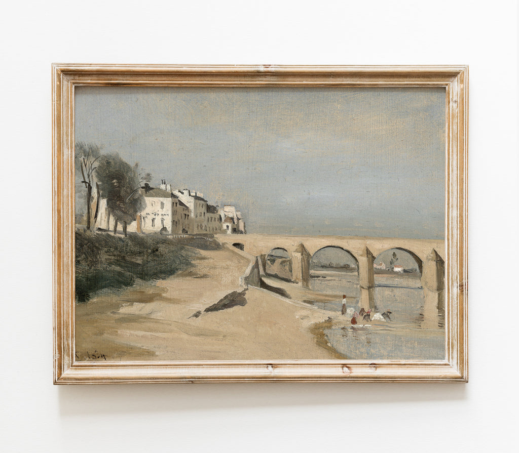 Estampe d'art vintage représentant un paysage désertique et marin L0139