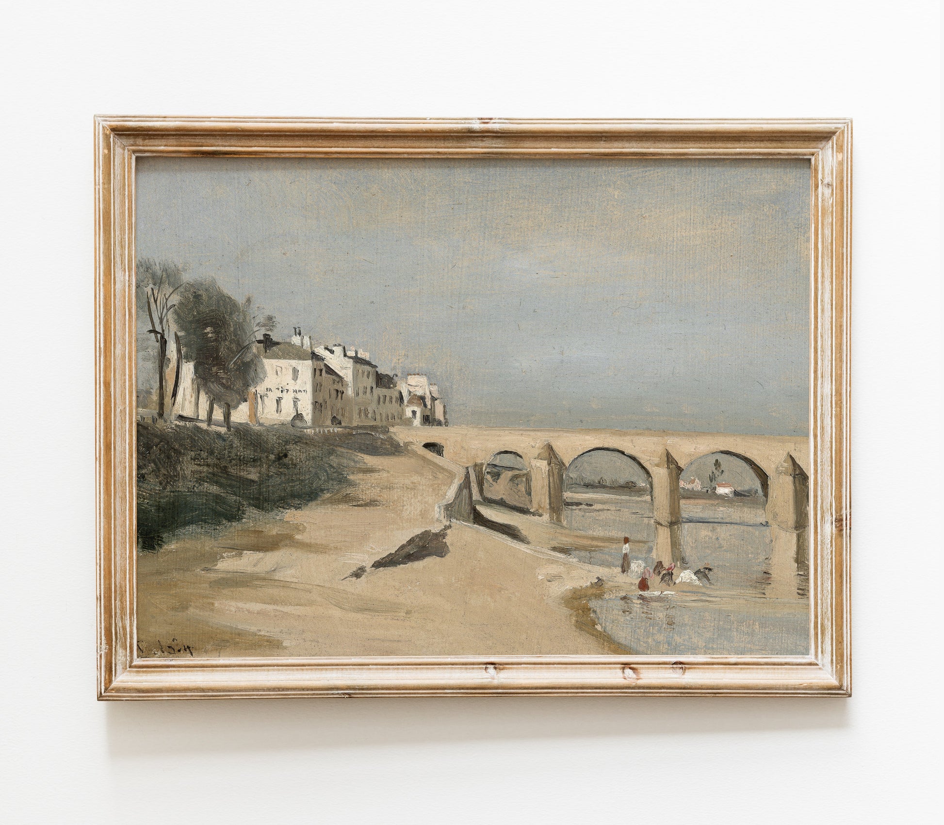 Estampe d'art vintage représentant un paysage désertique et marin L0139