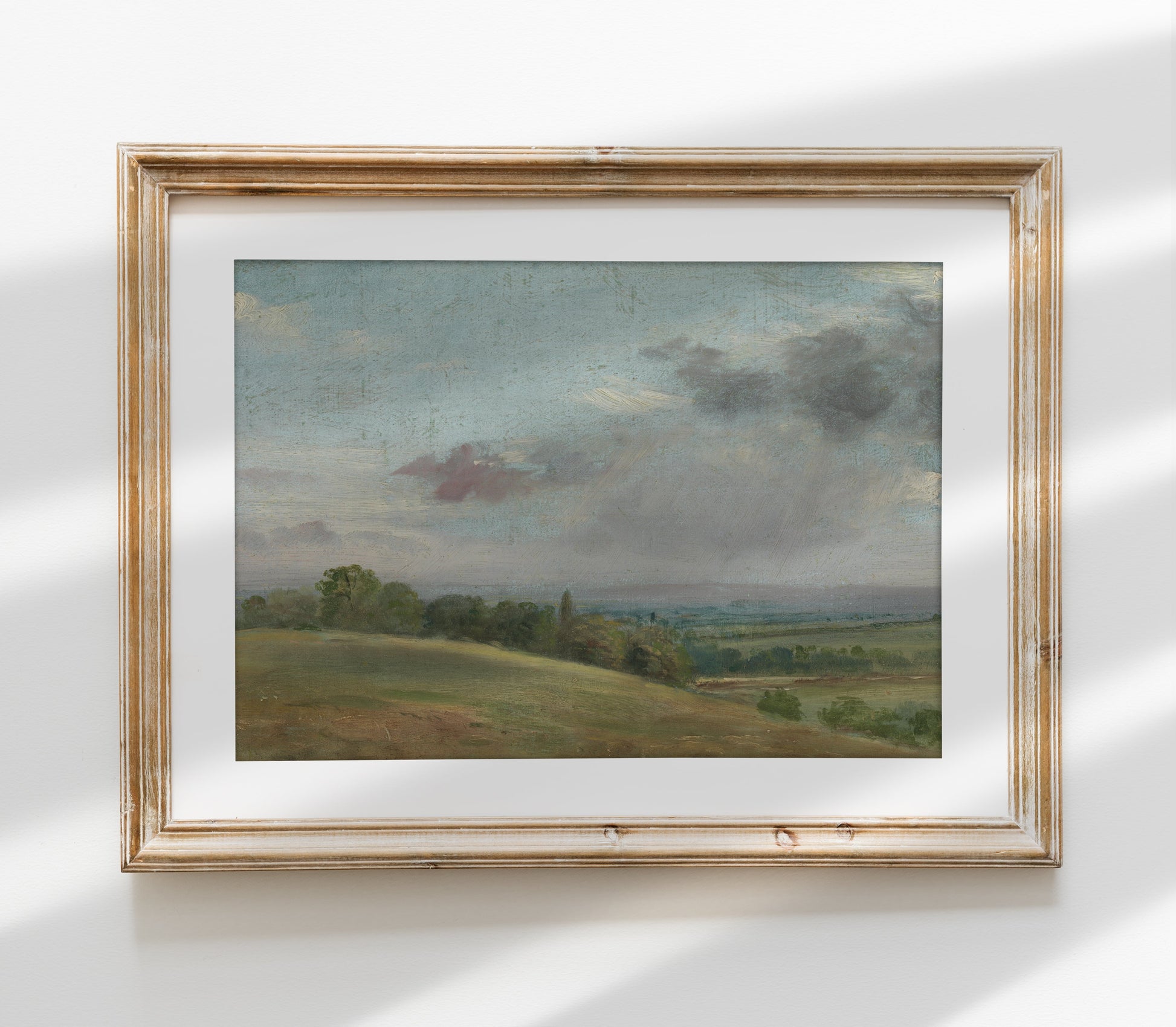 Estampe vintage de paysage de colline L0146