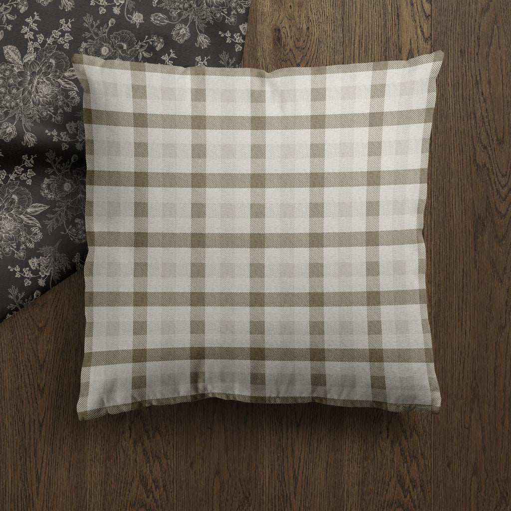 Quinton | Housse de coussin à carreaux neutres 
