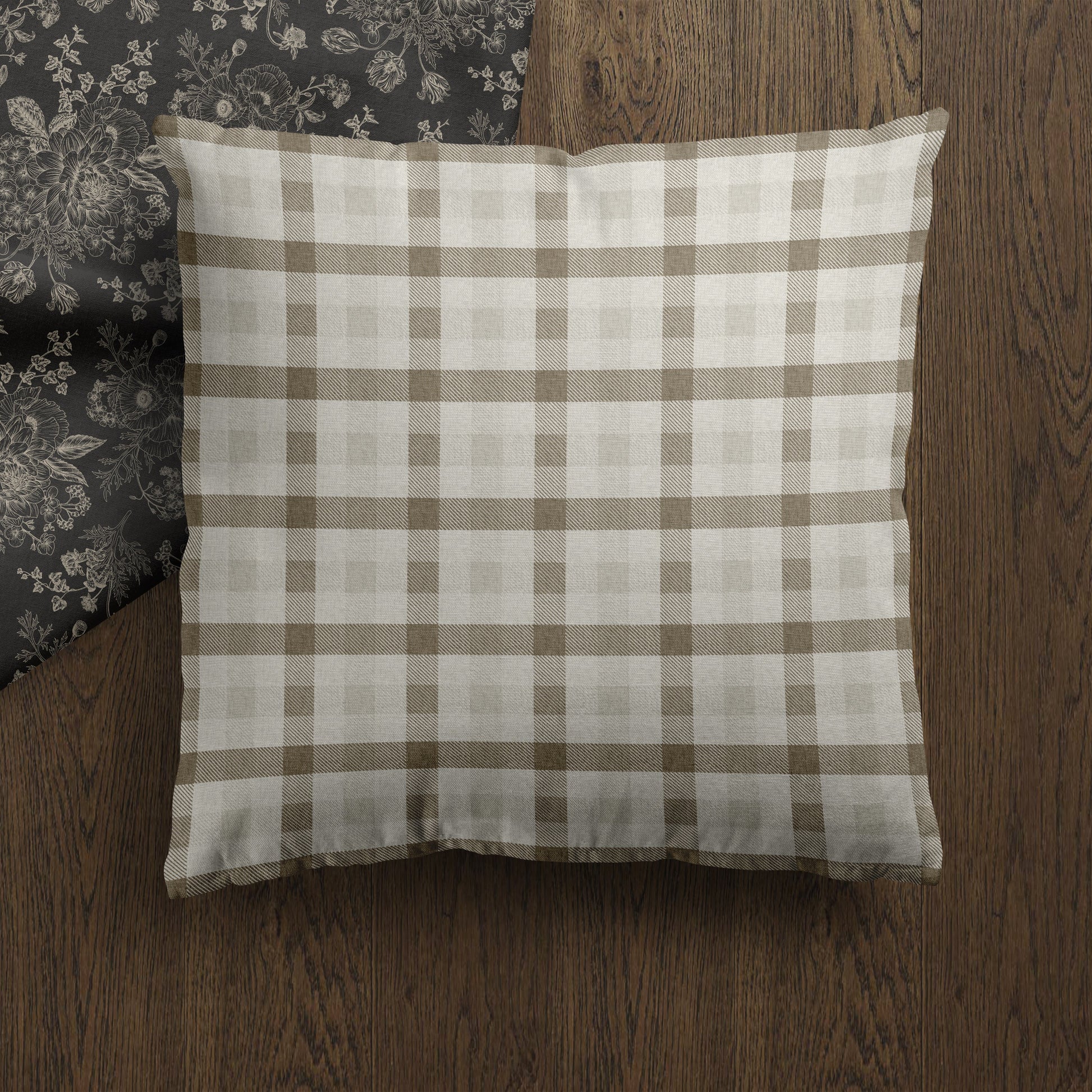 Quinton | Housse de coussin à carreaux neutres 