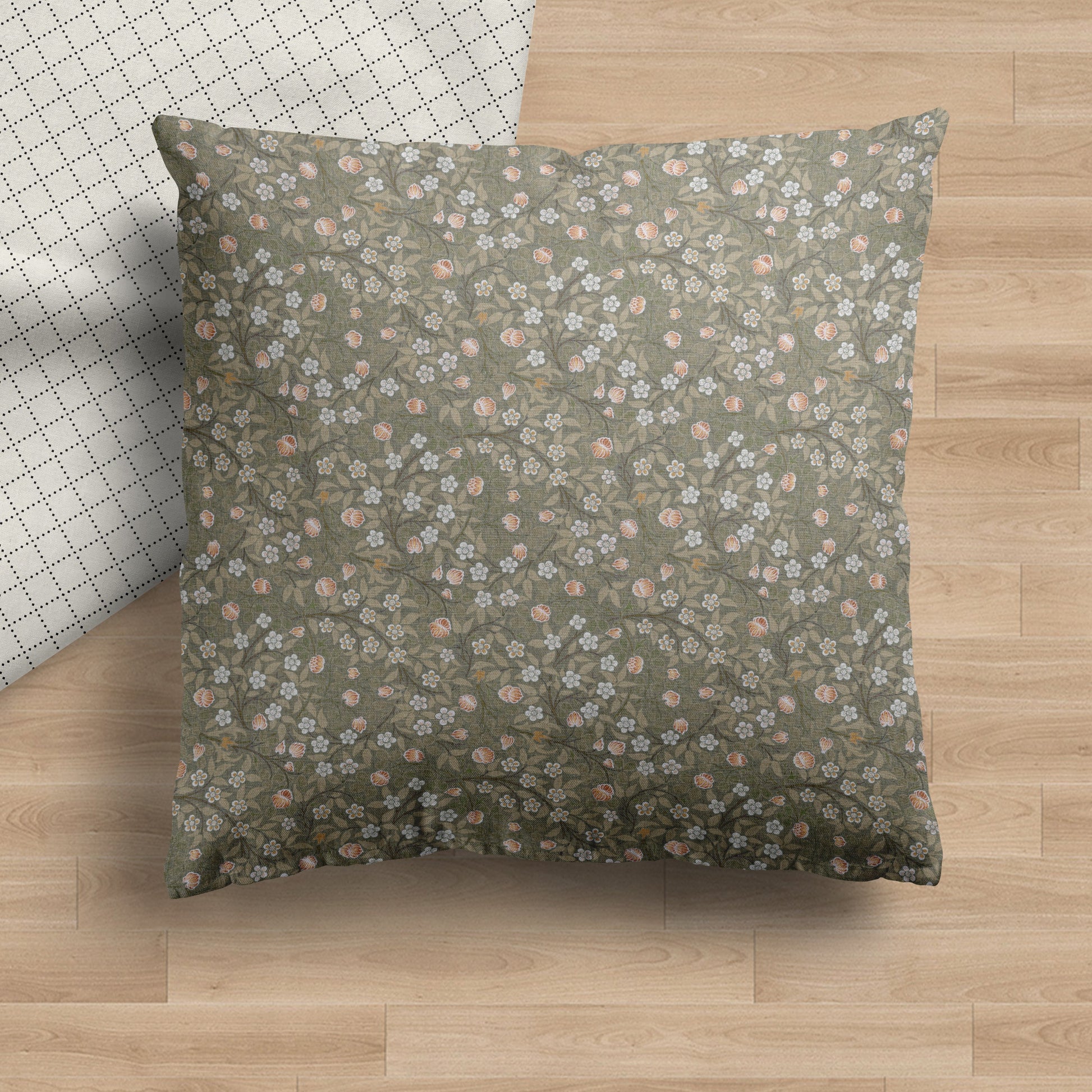 Isla | Housse de coussin à fleurs vertes 