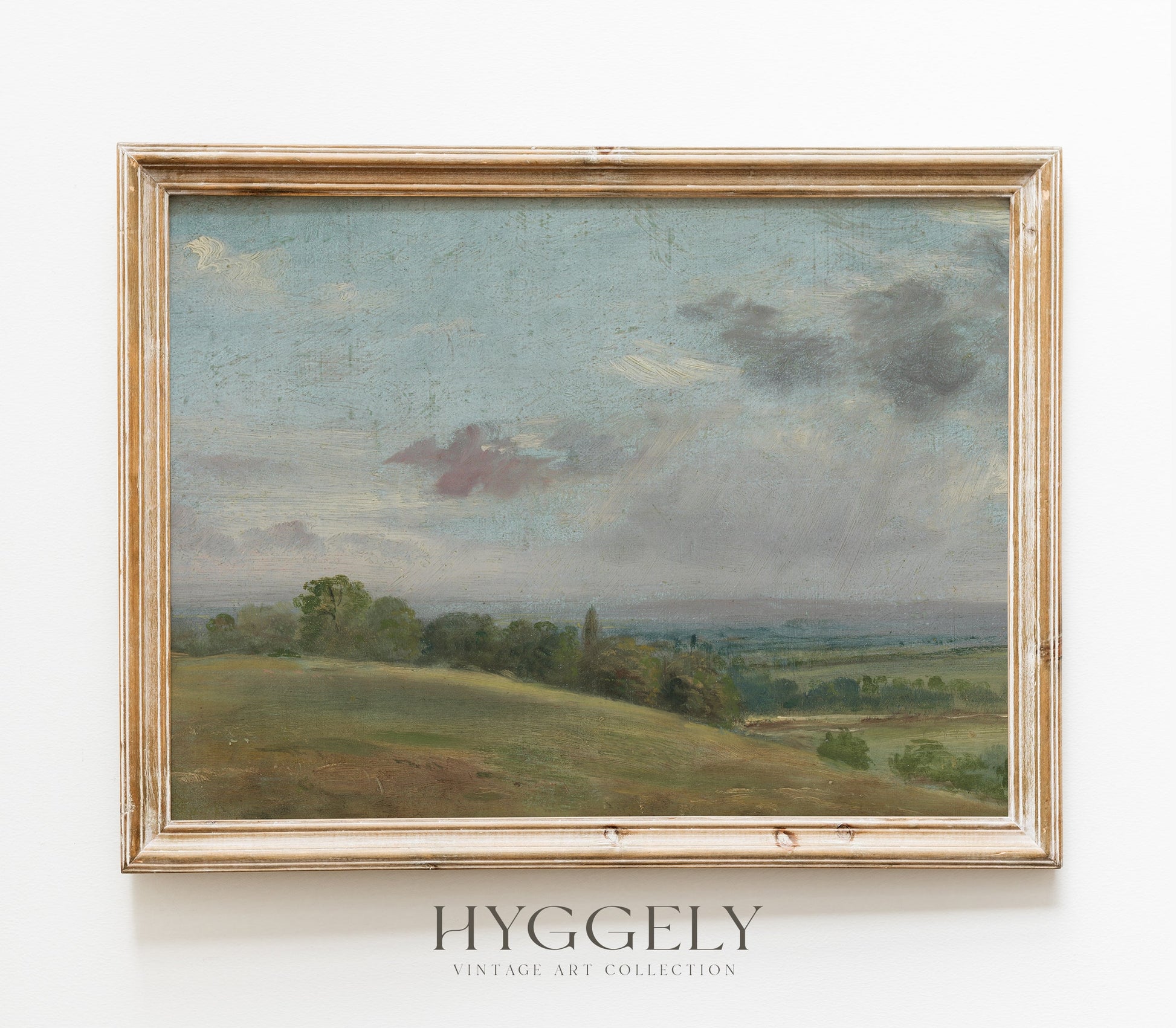 Estampe vintage de paysage de colline L0146
