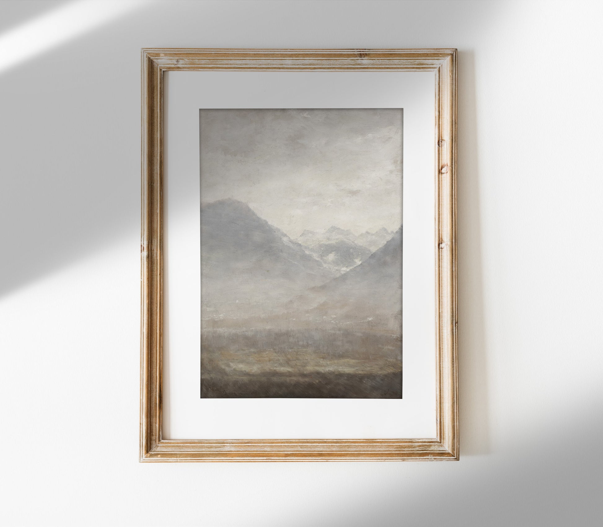 Estampe d'art paysage gris vintage L0200
