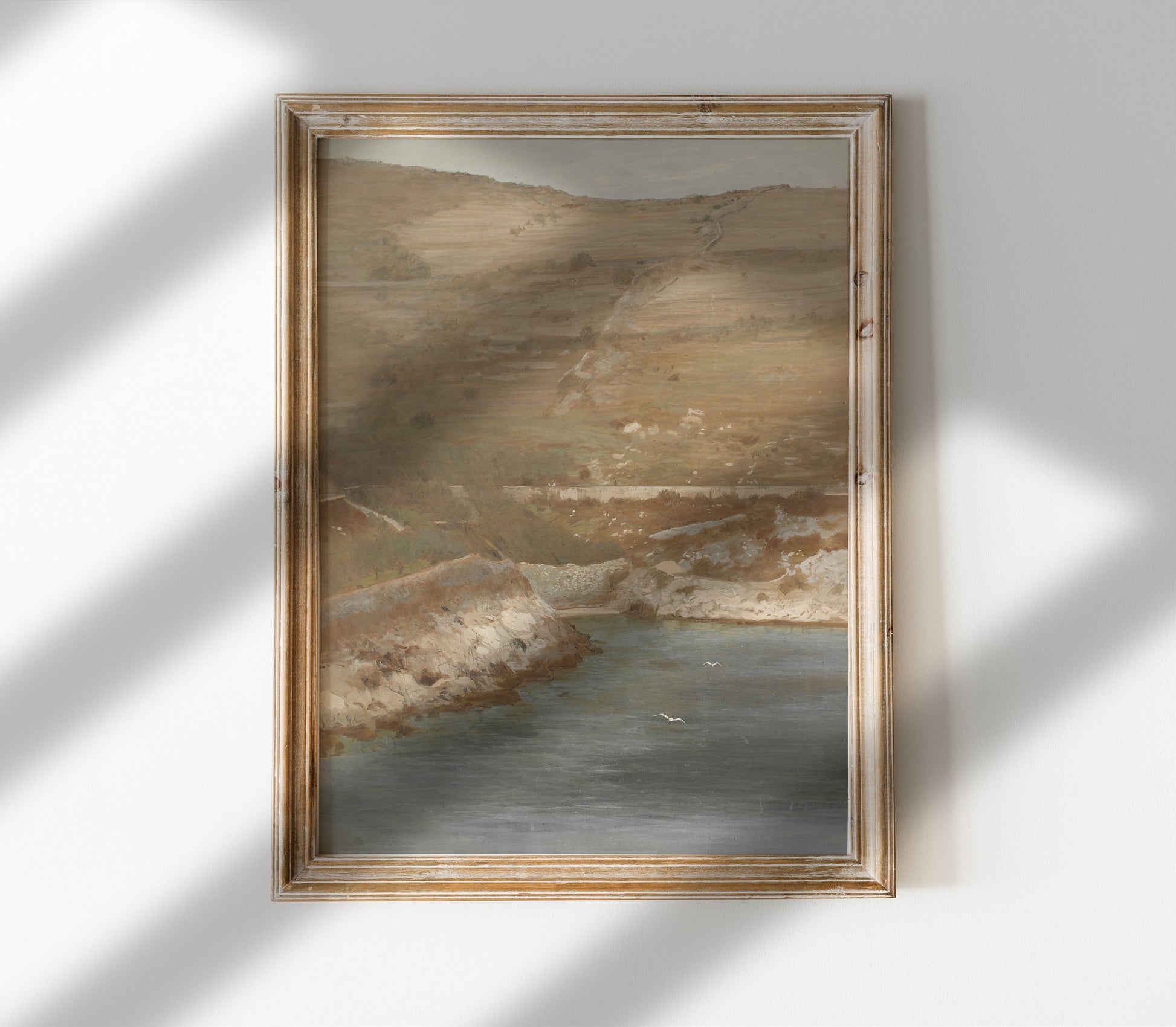 Estampe d'art représentant un paysage côtier ancien L0203