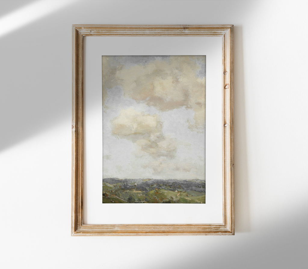 Tableau vintage de paysage, ciel et terre L0204