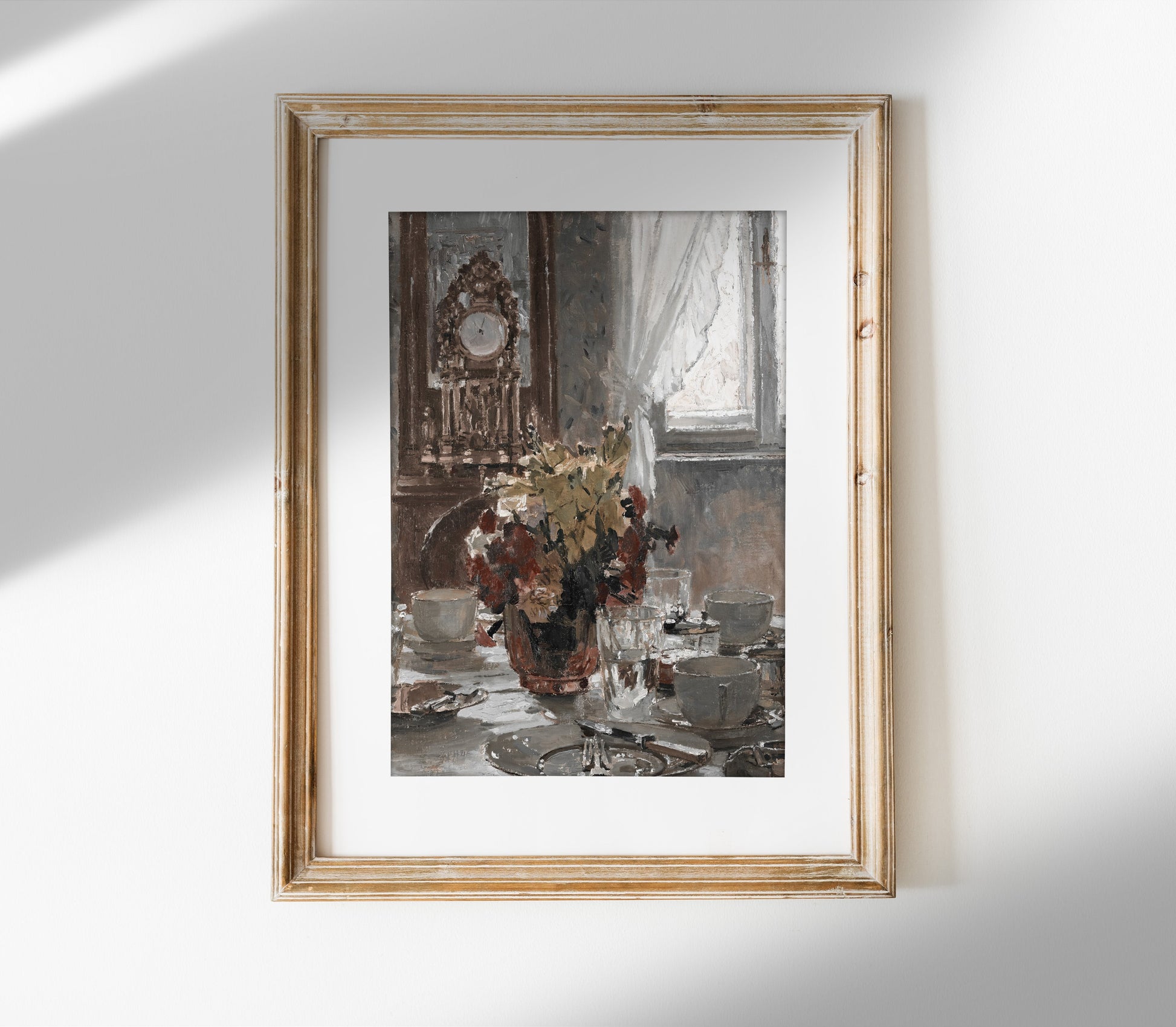 Reproduction d'art d'une nature morte avec un vase floral ancien S0208