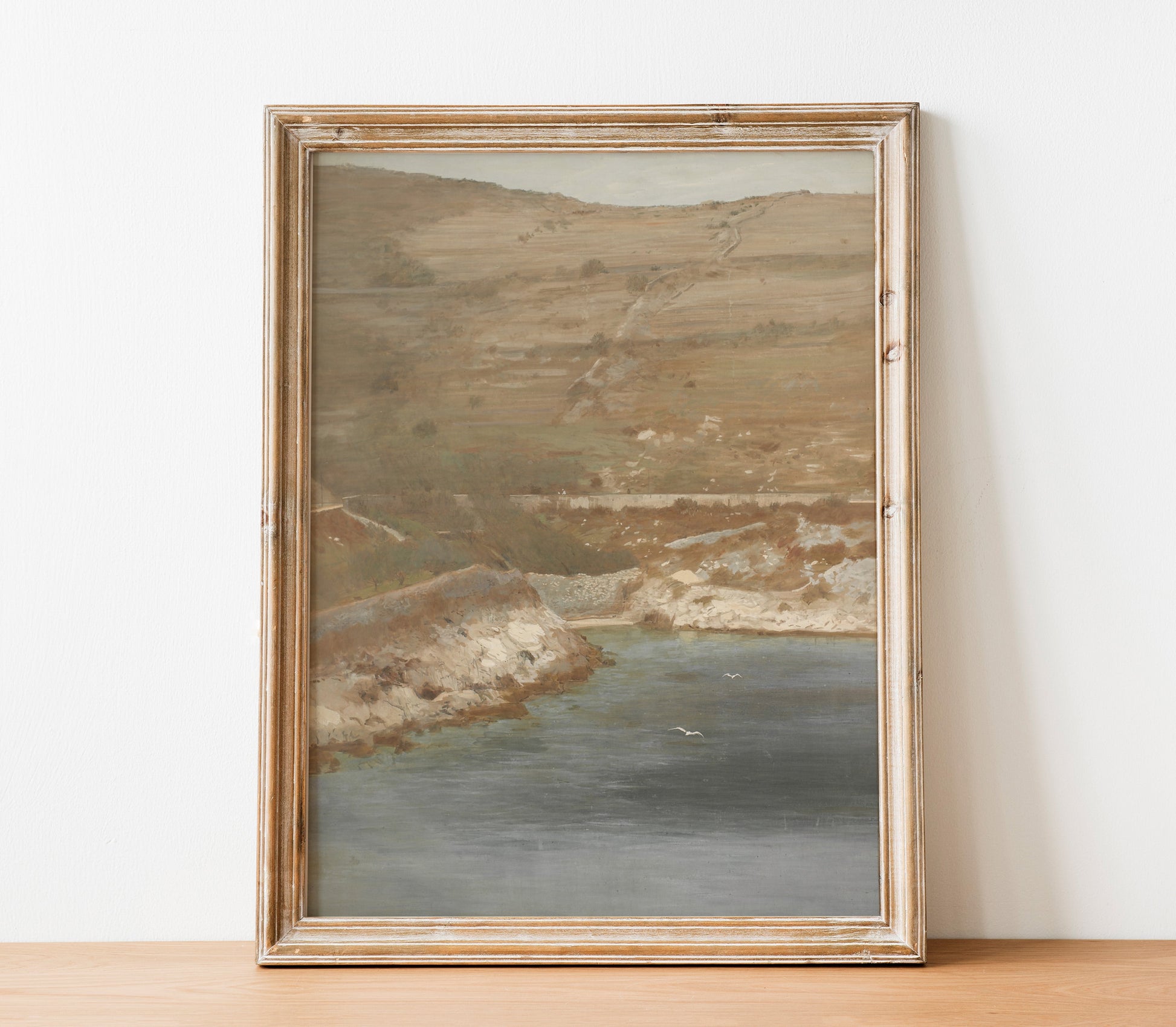 Estampe d'art représentant un paysage côtier ancien L0203