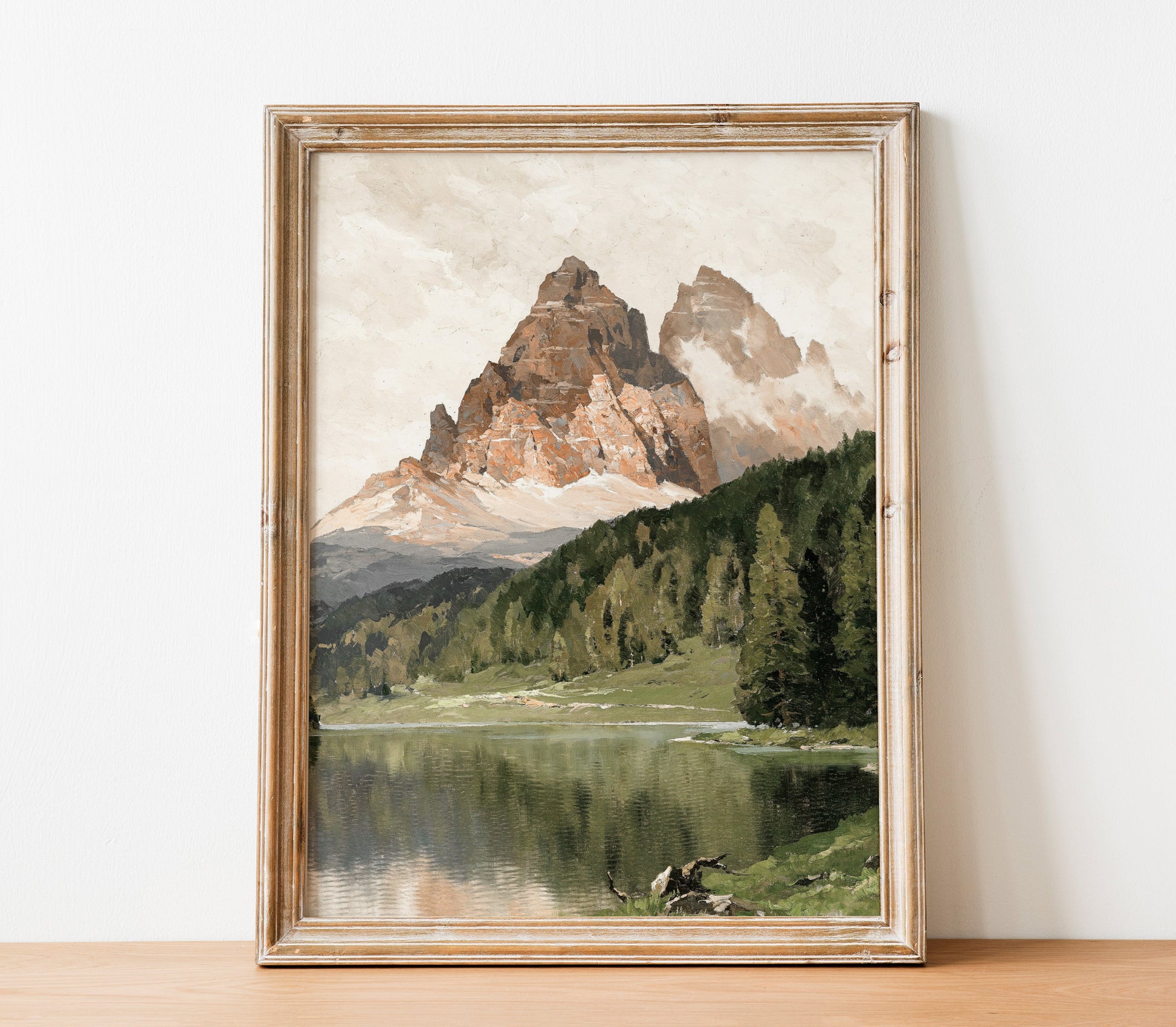 Estampe vintage de paysage de lac de montagne L0205