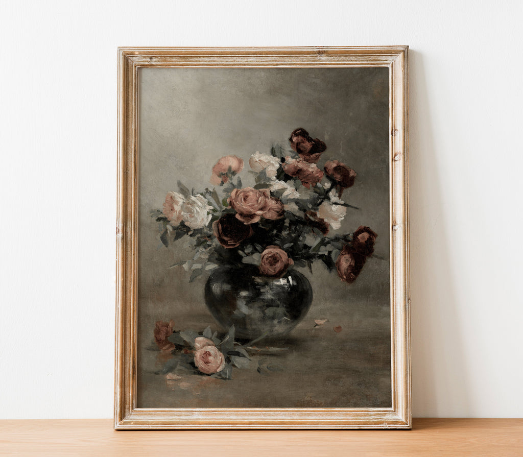 Estampe vintage « Fleur mélancolique dans un vase » S0207