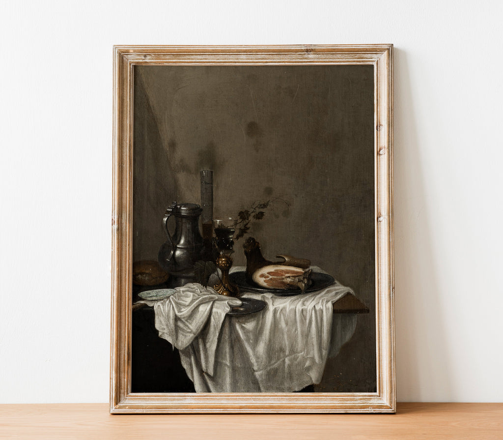 Estampe d'art vintage de nature morte mélancolique S0210