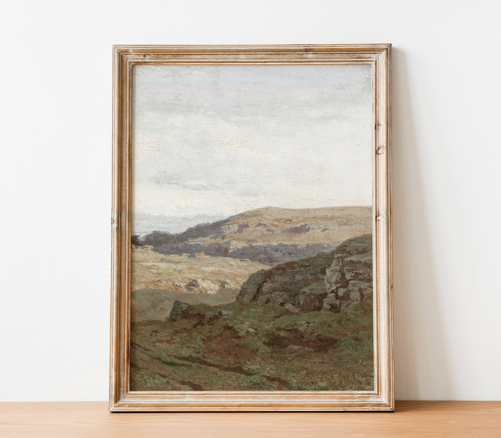 Vintage Landscape Overcast Painting L0223C