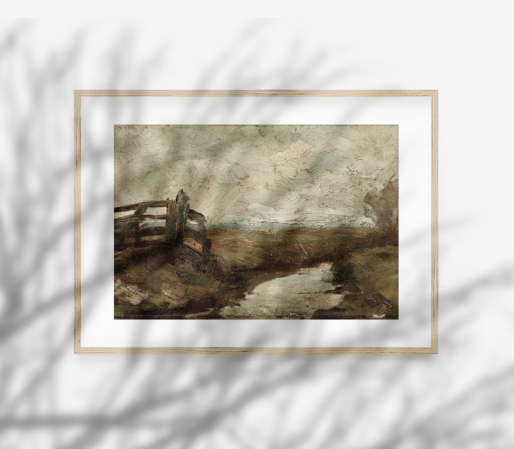 Estampe d'art représentant un paysage de ferme vintage L0117