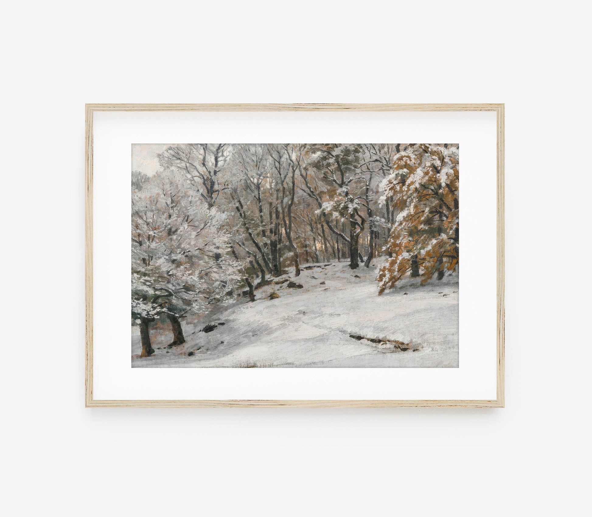 Estampe vintage de paysage d'hiver L0119