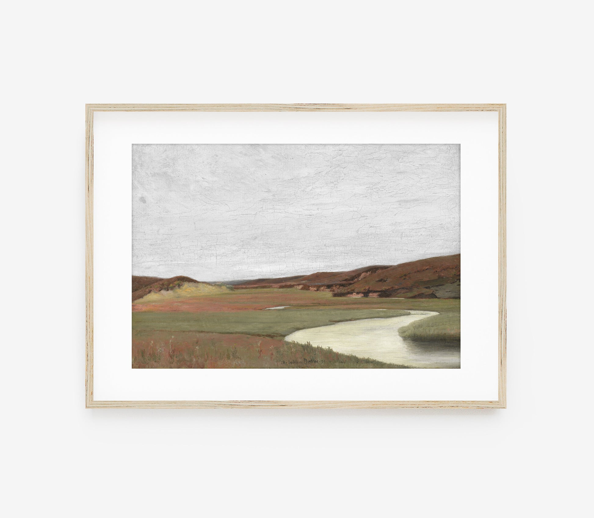 Estampe d'art vintage représentant un paysage couvert L0216