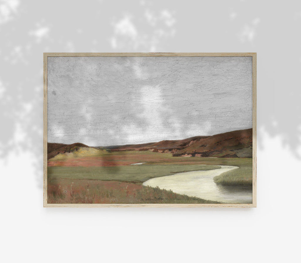 Estampe d'art vintage représentant un paysage couvert L0216