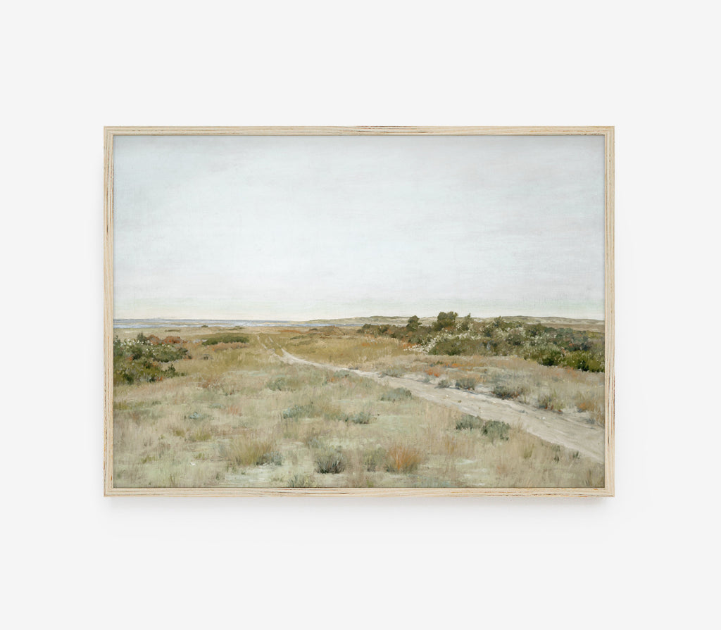 Estampe d'art vintage L0219 représentant un paysage printanier pastel dans un champ
