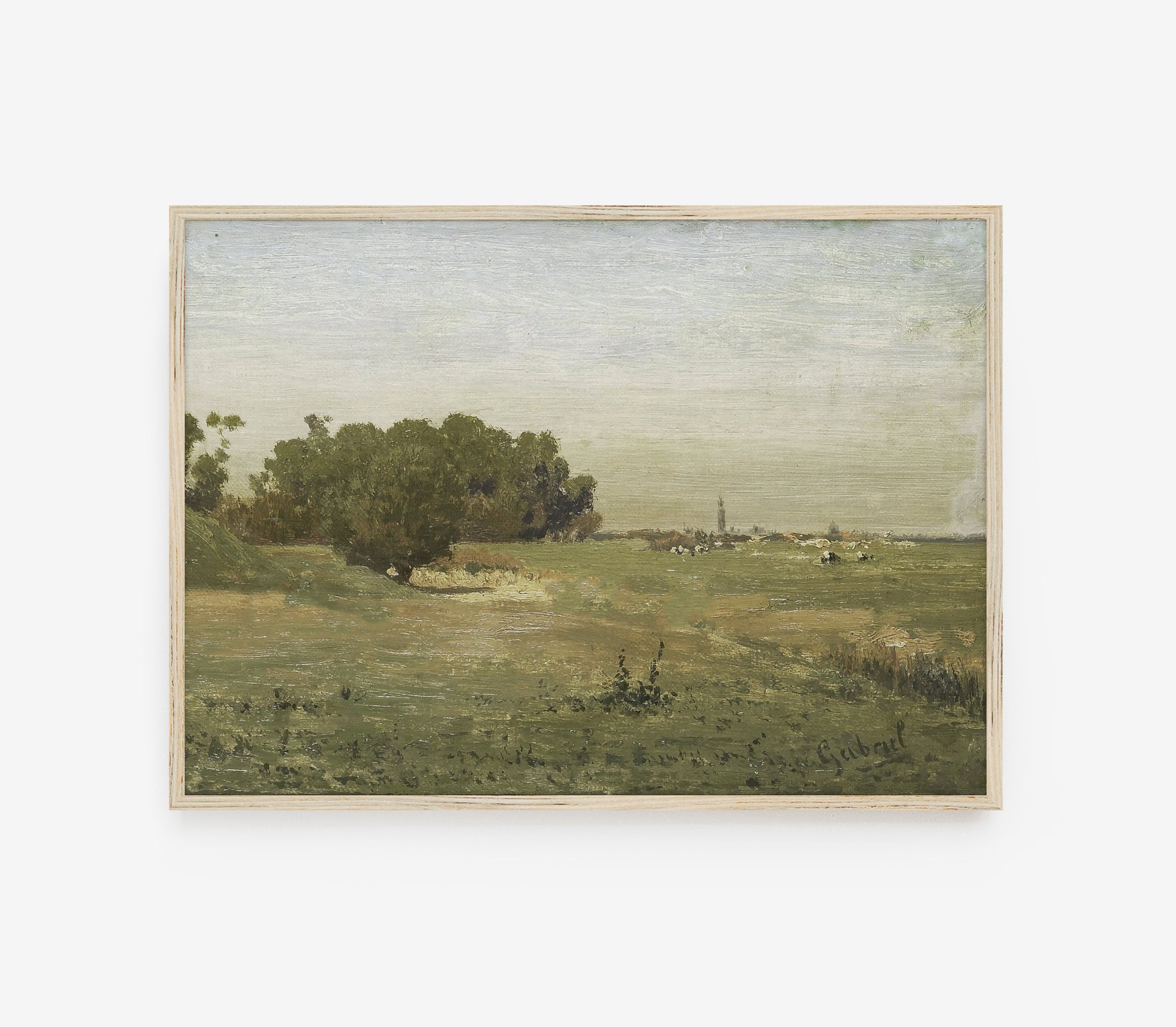 Estampe d'art paysager aux tons terreux vintage L0221A