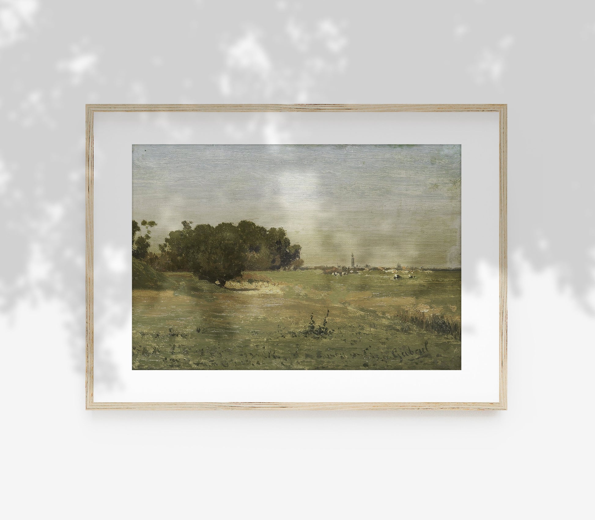 Estampe d'art paysager aux tons terreux vintage L0221A