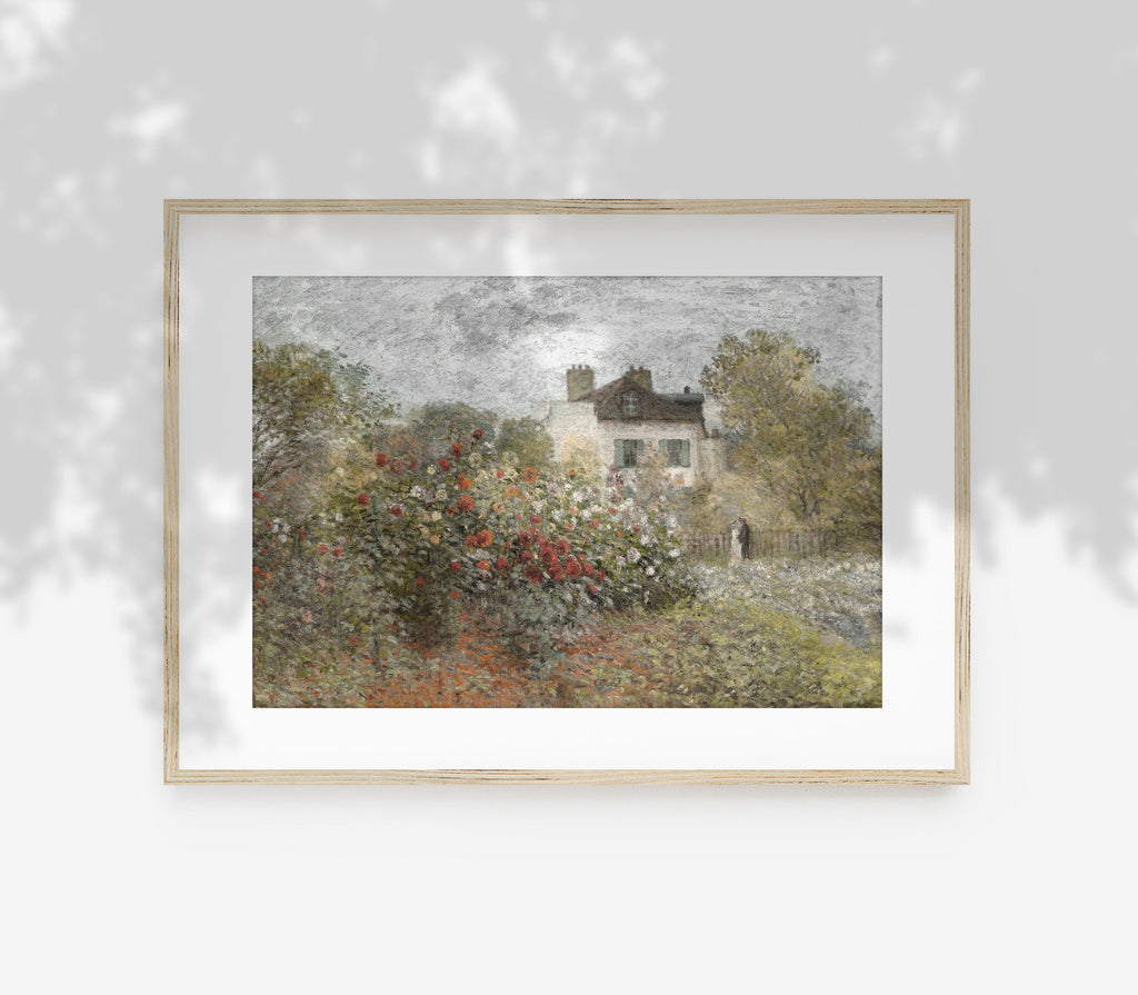 Peinture à l'huile florale champêtre | Reproduction d'art paysage aux tons doux L224