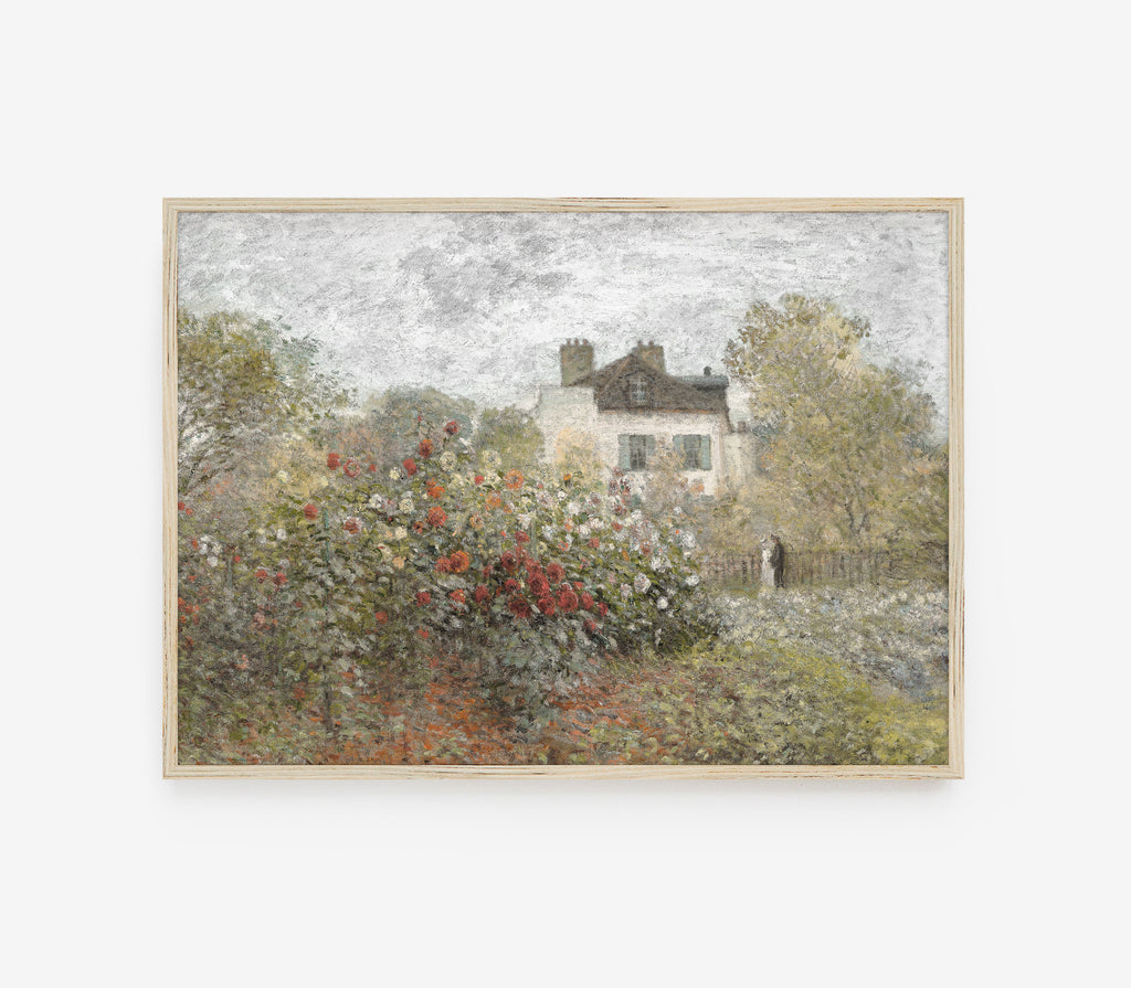Peinture à l'huile florale champêtre | Reproduction d'art paysage aux tons doux L224