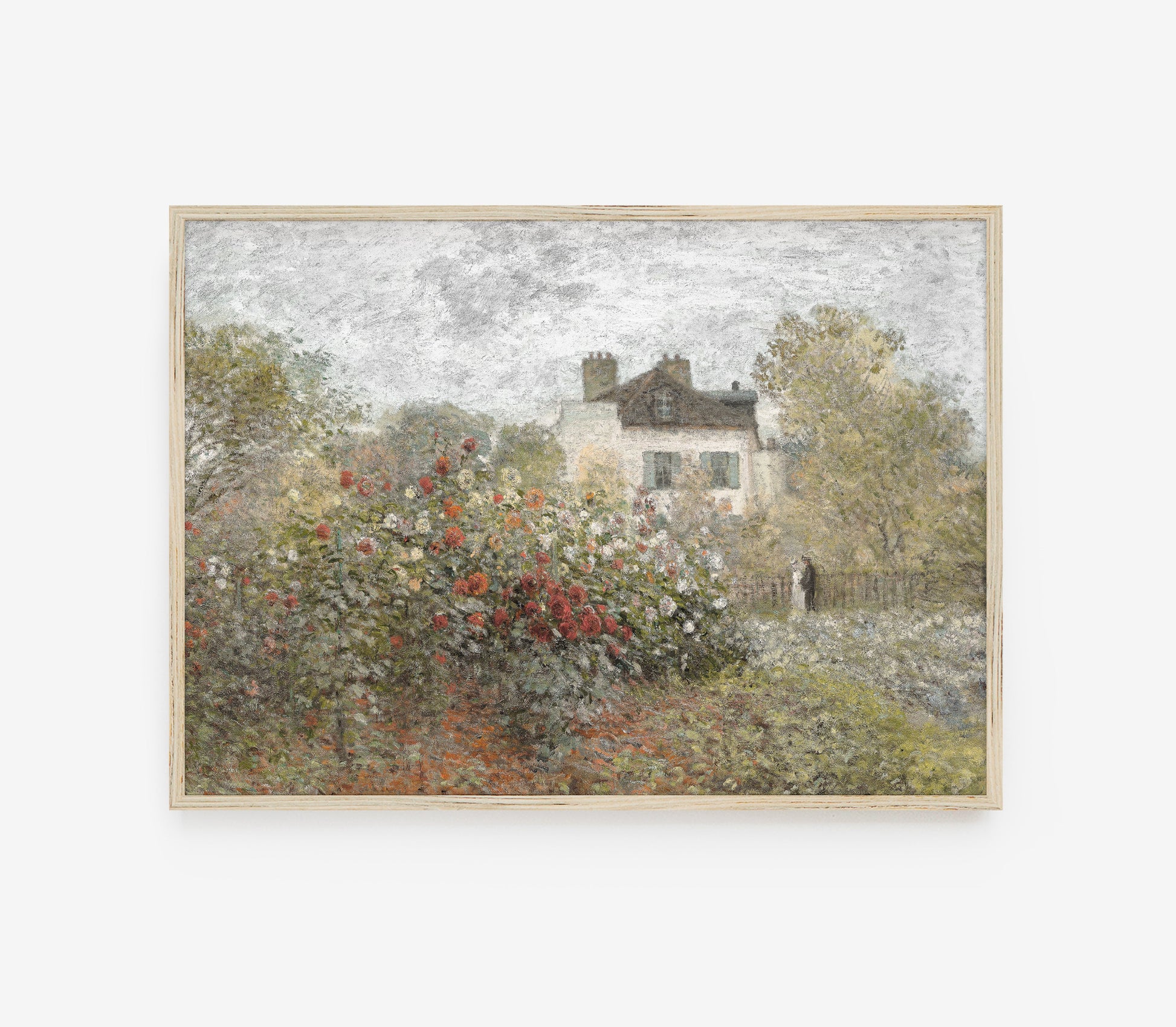 Peinture à l'huile florale champêtre | Reproduction d'art paysage aux tons doux L224