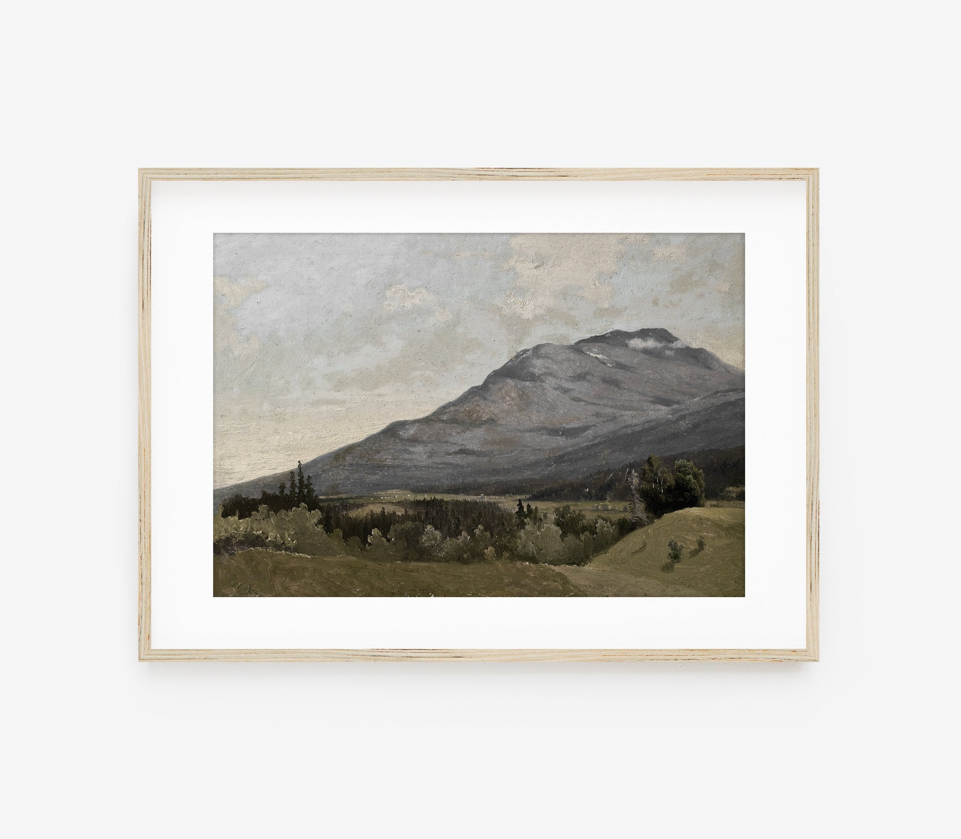 Tableau de montagne vintage aux tons doux | Reproduction d'art paysage L225