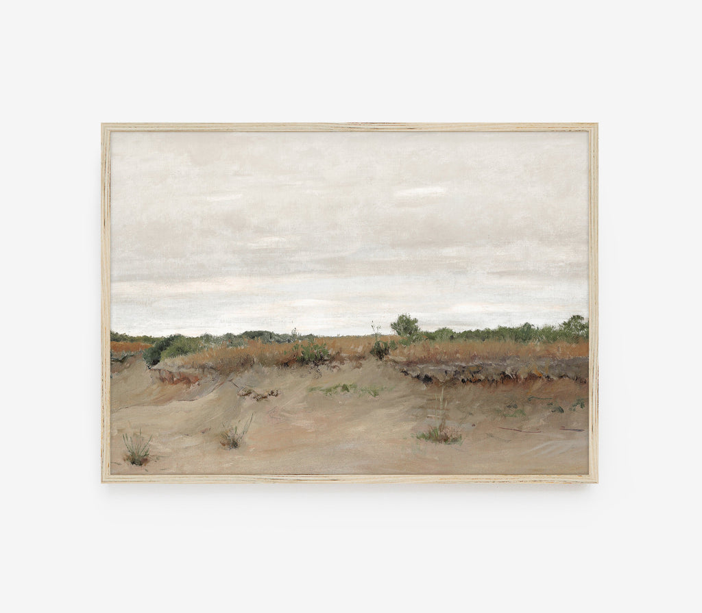 Peinture désertique vintage aux tons neutres | Reproduction d'art paysage L226