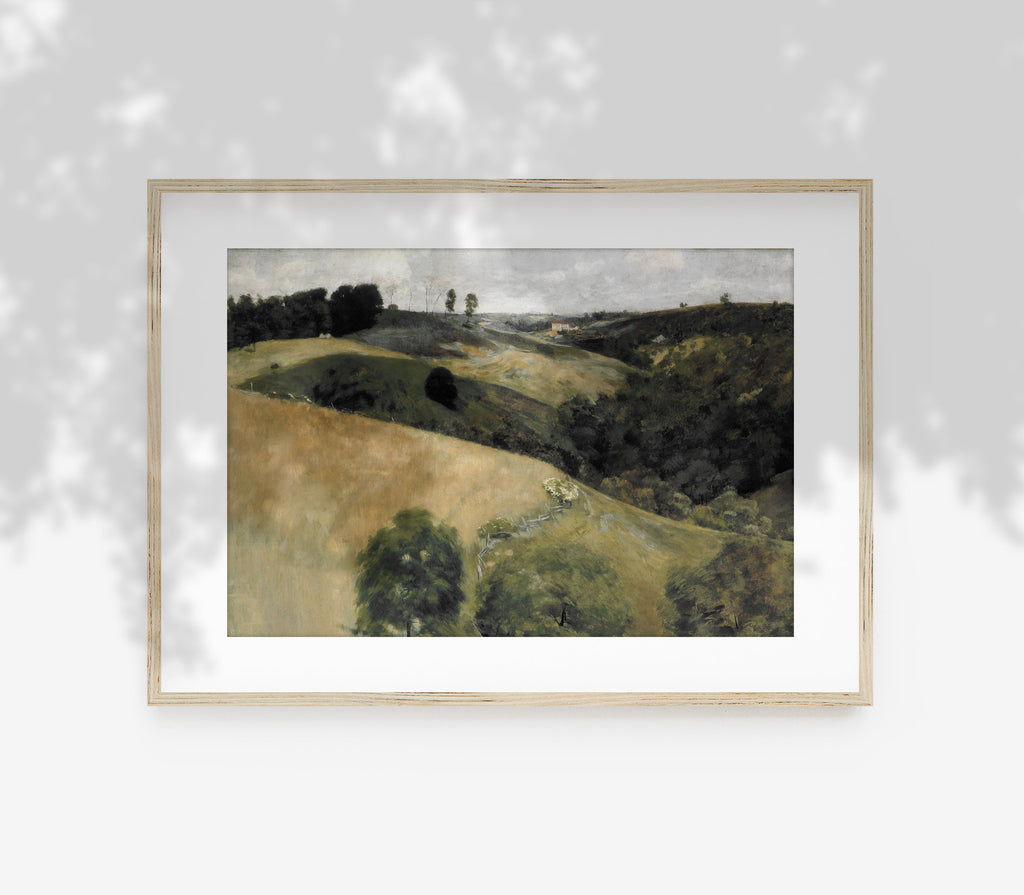 Peinture de paysage vintage | Art de colline aux tons terreux L228